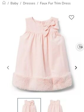Janie and Jack Pink Dress with Bow Detail And Faux Fur Trim